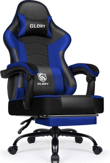 Ergonomischer Gaming Stuhl mit Fußstütze und Kopfstütze
