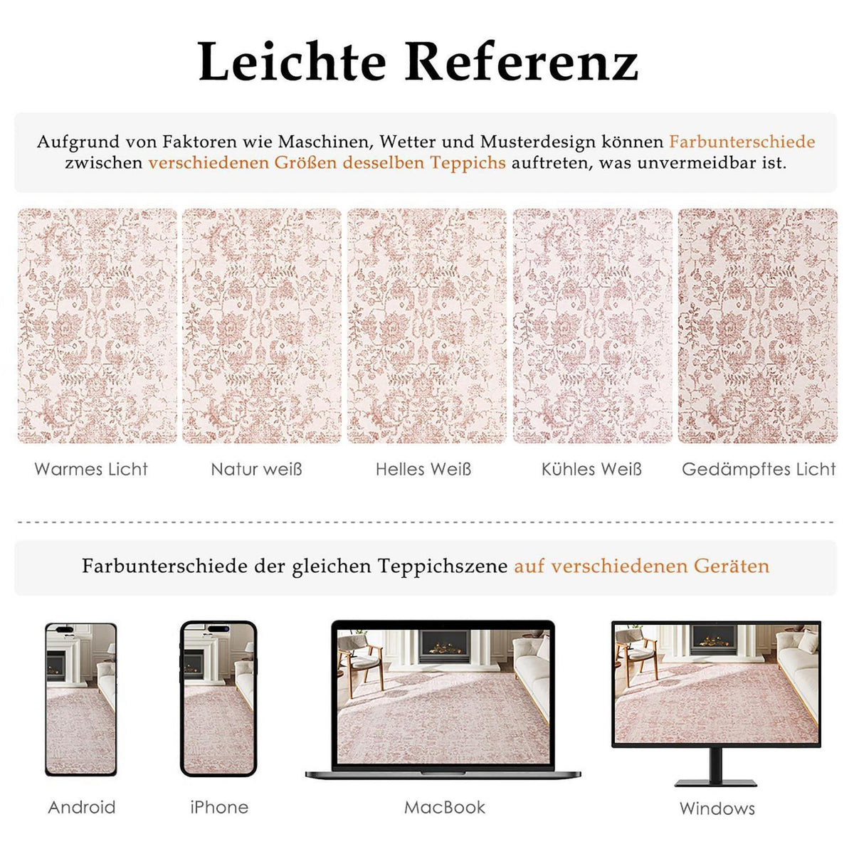 Vintage Teppich Rose 150x210cm – Waschbarer Wohnzimmerteppich
