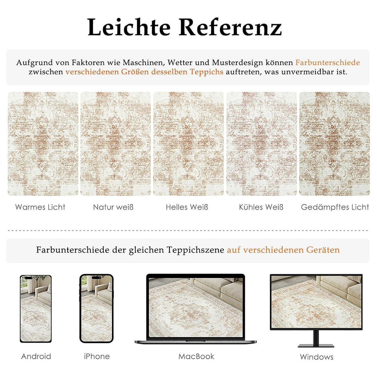 Vintage Creme Teppich 240x300cm Waschbar & Rutschfest