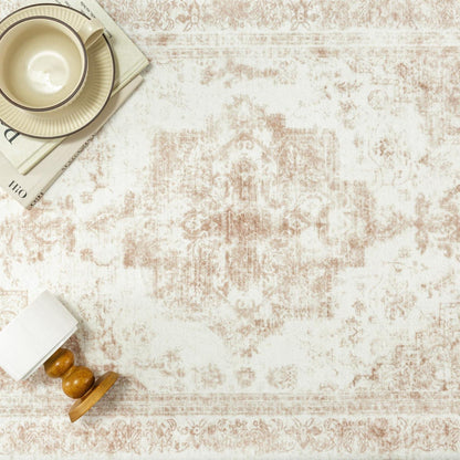 Vintage Creme Teppich 240x300cm Waschbar & Rutschfest