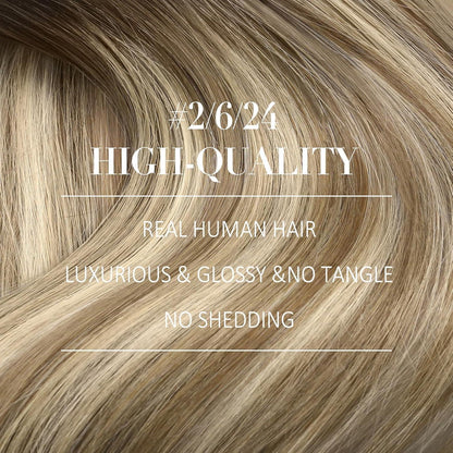 Echthaar Nano Extensions Balayage Braun Blond 40cm