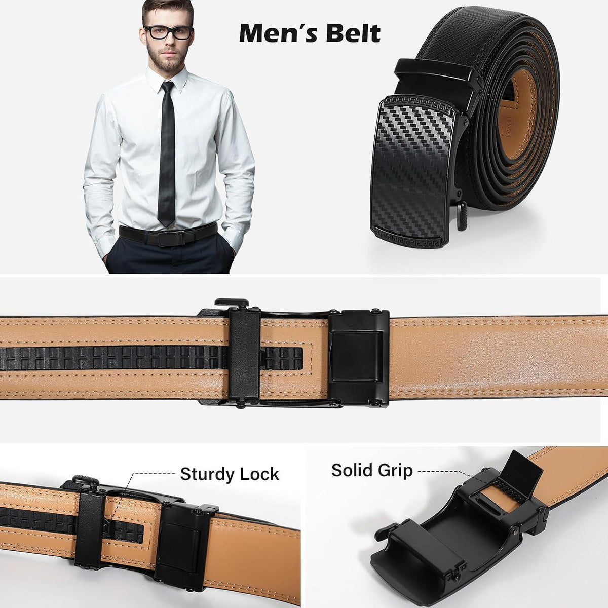 Geschenkset für Ihn: Gürtel, Brieftasche, Armband & Schlüsselanhänger