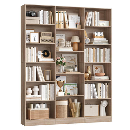 Bücherregal 188 cm mit 17 Fächern | Eiche | Standregal & Aufbewahrung