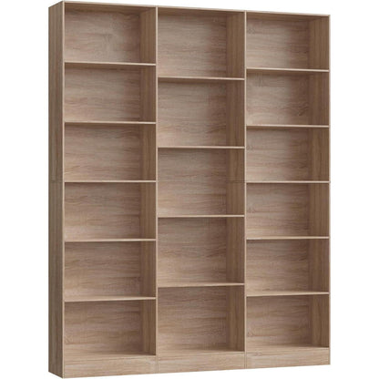 Bücherregal 188 cm mit 17 Fächern | Eiche | Standregal & Aufbewahrung