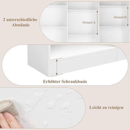 Bücherregal 188 cm mit 17 Fächern – Weißes Standregal für Wohnzimmer