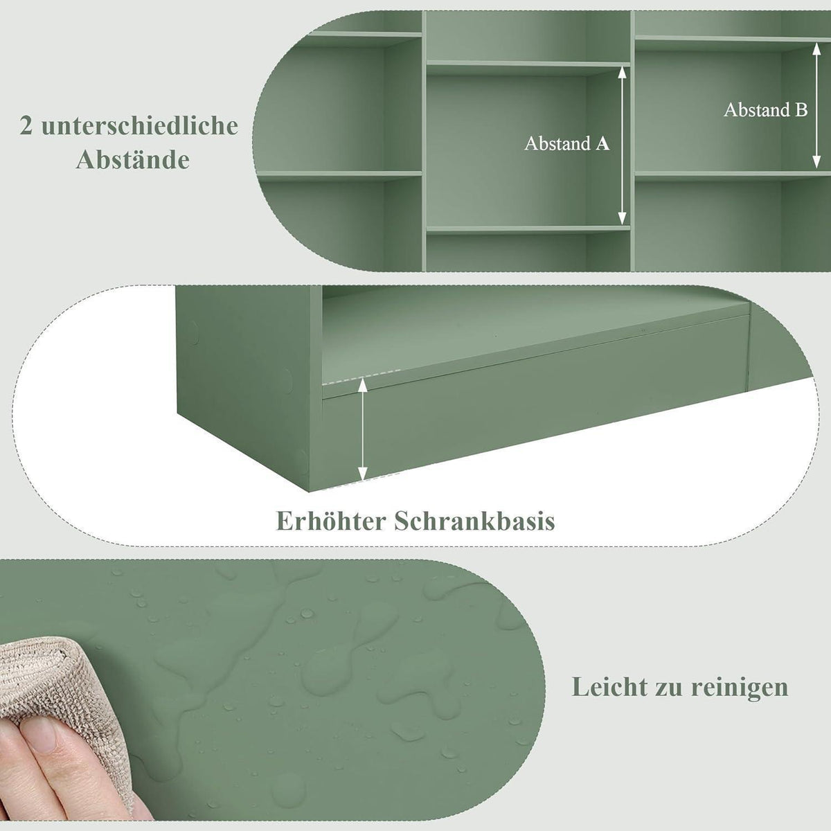 Bücherregal 188 cm mit 17 Fächern – Grün, Standregal für Wohnzimmer
