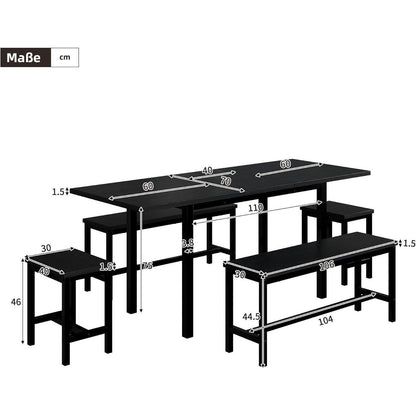 Ausziehbarer Esstisch Set mit 4 Stühlen – 160x70 cm