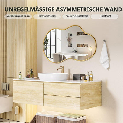 Asymmetrischer Wandspiegel Gold 60x90cm - Dekorativer Raumspiegel