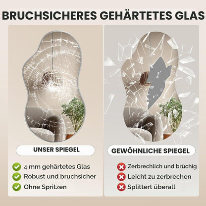 Asymmetrischer Wandspiegel 66x116cm – Dekorativer Silberrahmen Spiegel