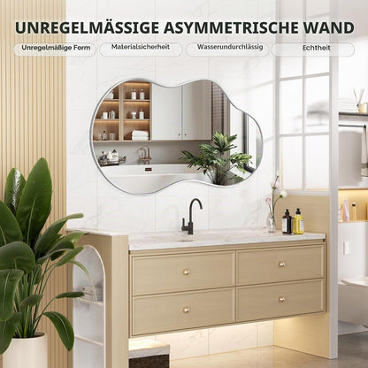 Asymmetrischer Wandspiegel 66x116cm – Dekorativer Silberrahmen Spiegel