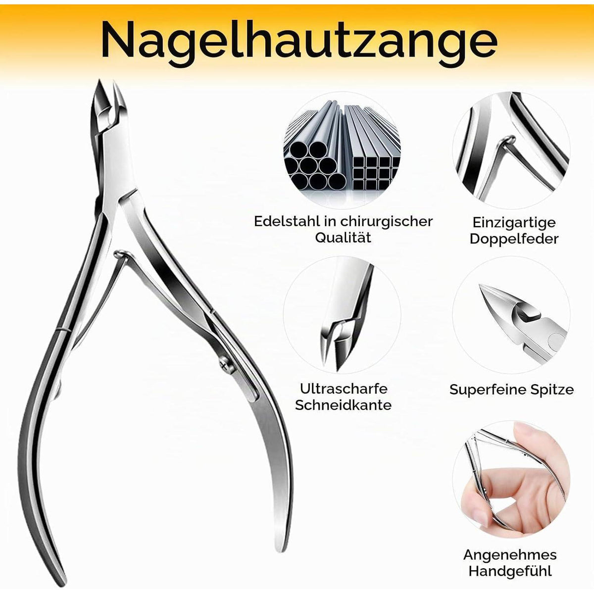 Nagelhautzange Edelstahl mit Schieber – Präziser Maniküre-Set