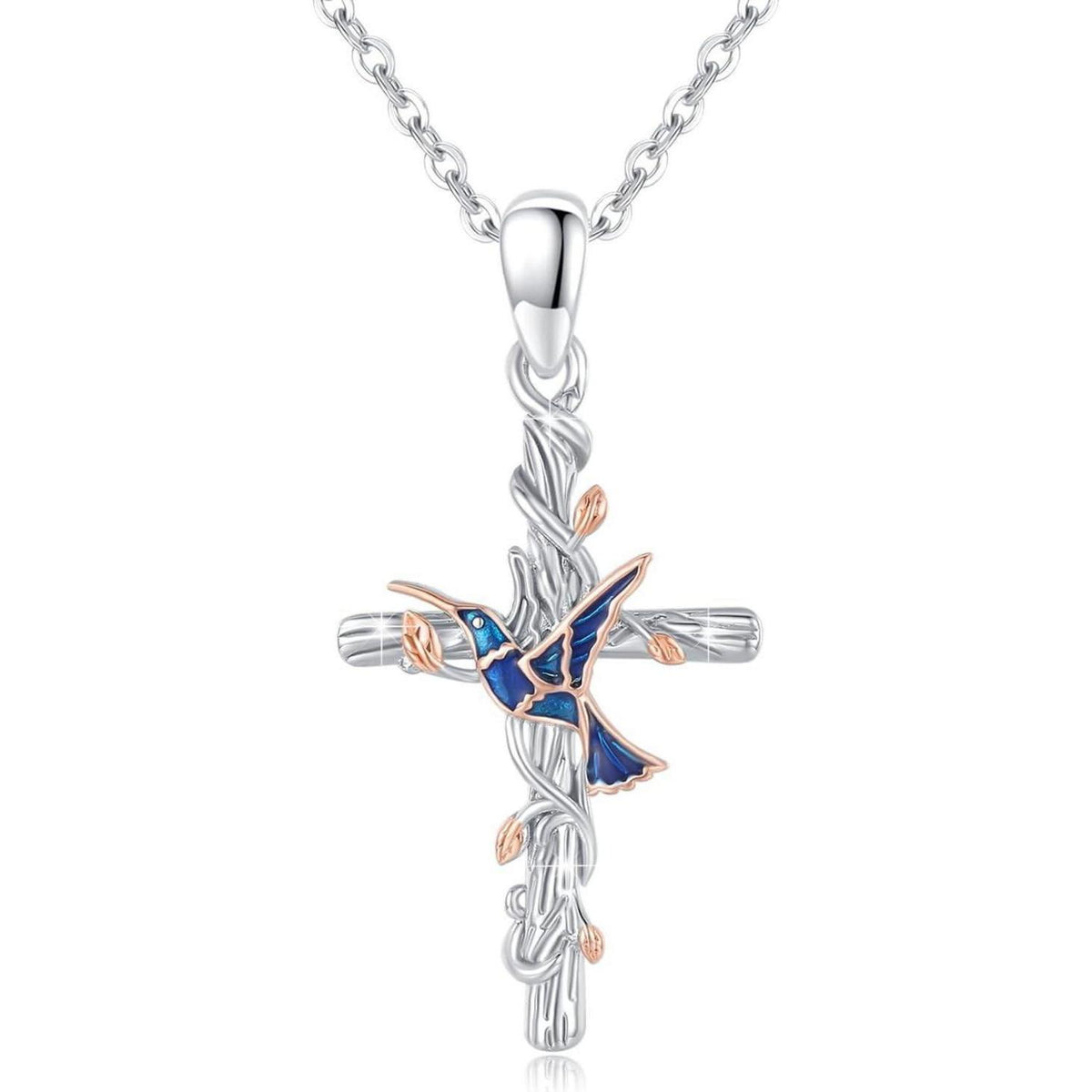 Sterling Silber Tier Halskette mit Kolibri & Blume, Geschenk für Damen