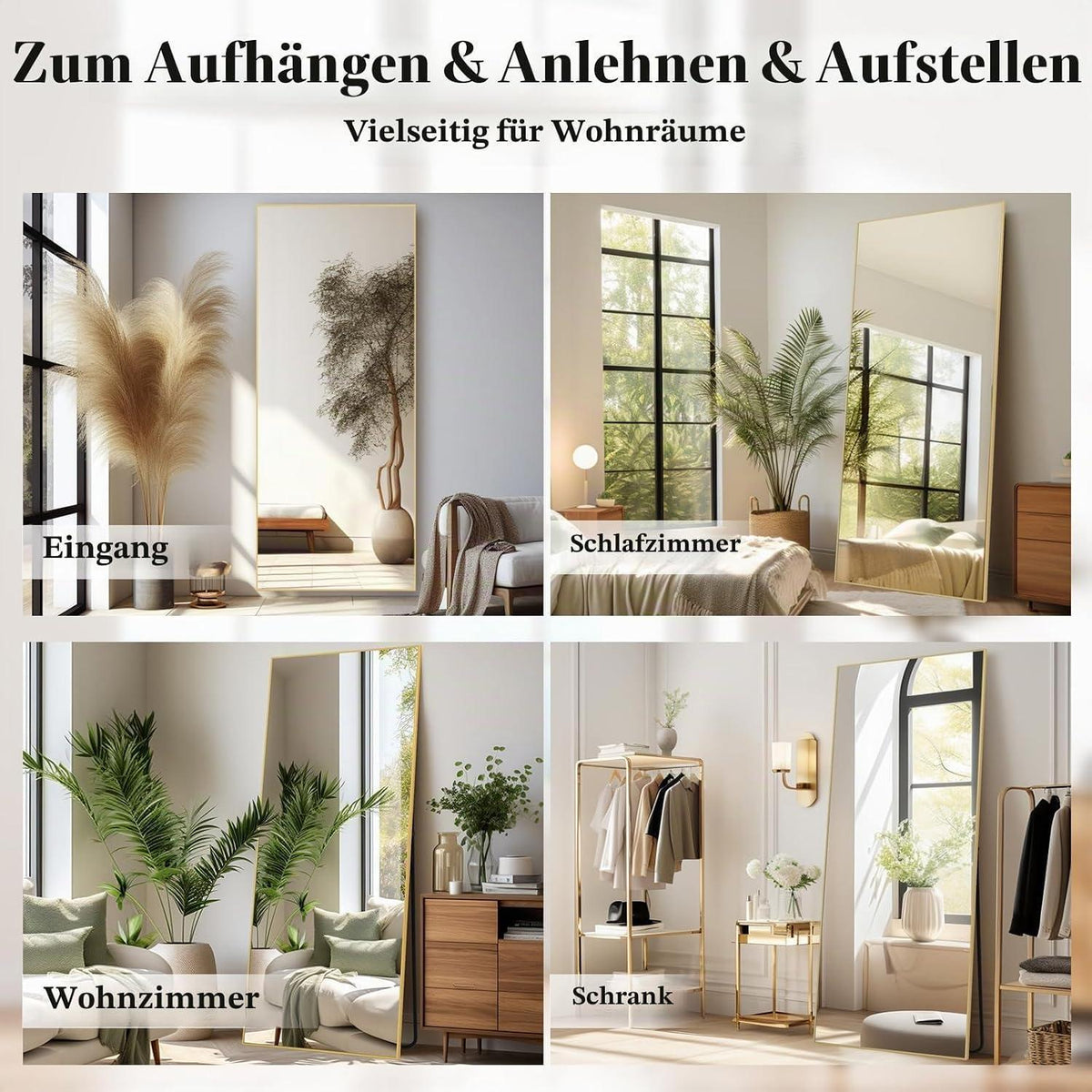 Ganzkörperspiegel 179x65cm – Stehspiegel für Schlafzimmer & Wohnzimmer