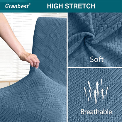 Jacquard Stuhlhussen Set 6 | Azure Blau | Elastisch & Dekorativ