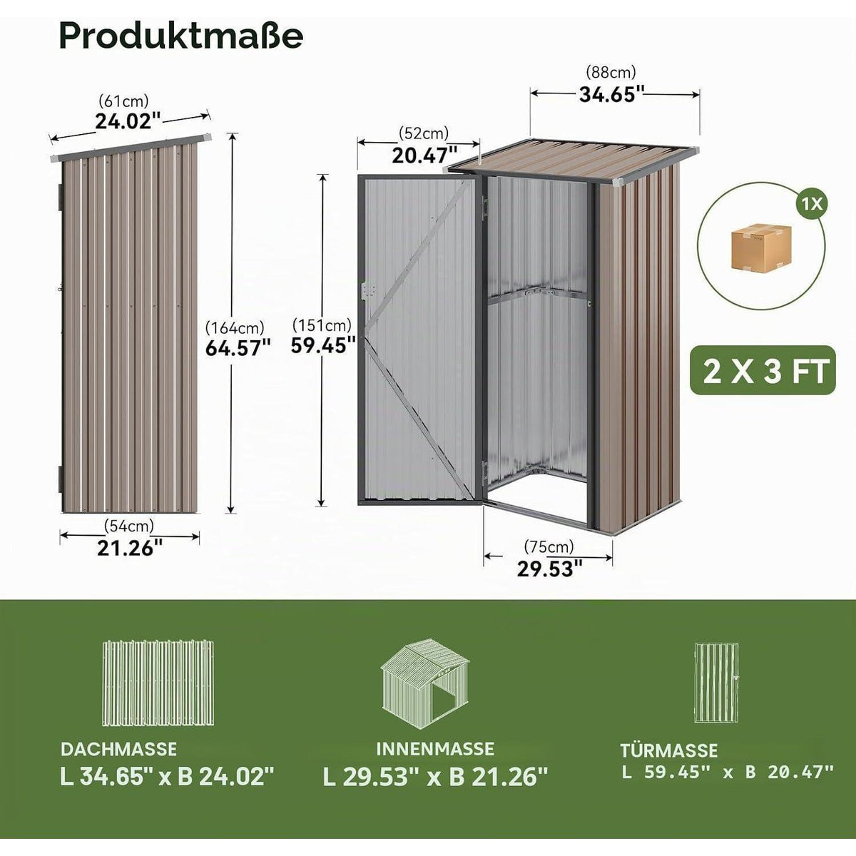 Gerätehaus 88x61cm – Starkes Pultdach-Gartenhaus Dunkelgrau