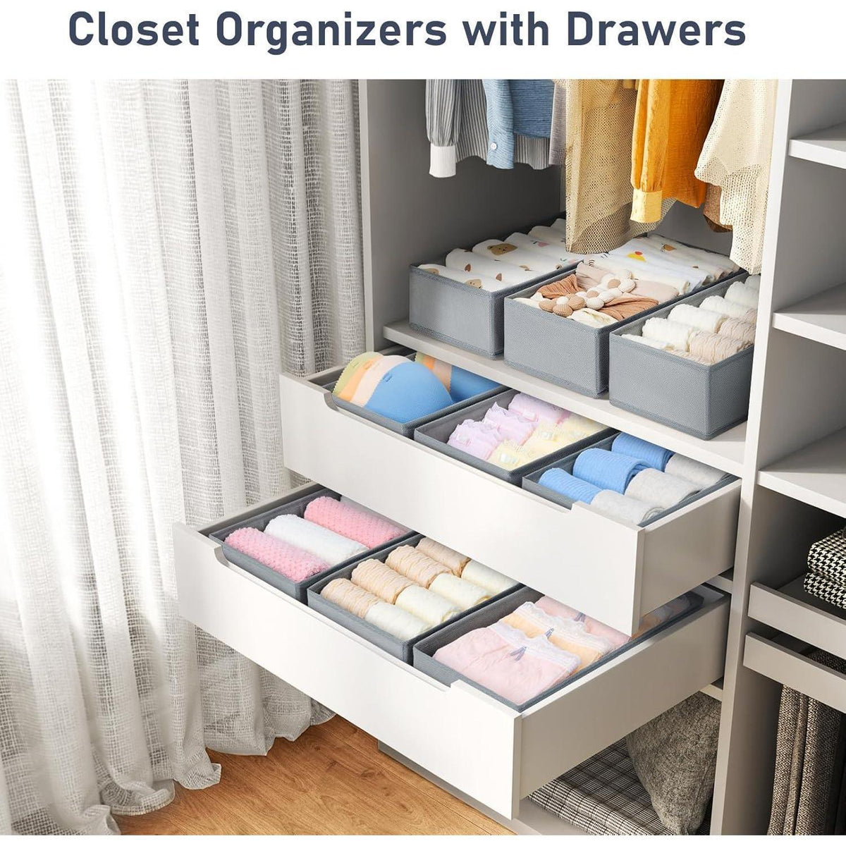 Schubladen Organizer 12er Set Faltbar Grau