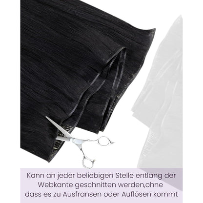 Echthaar Tressen Schwarz #1 – 45cm, 50g, Einnähbar