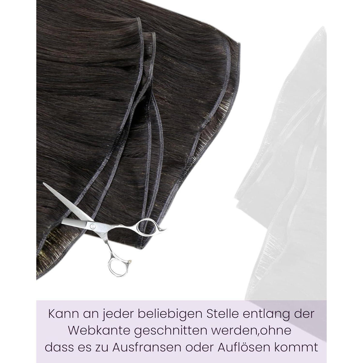 Dunkelbraune Echthaar Tressen – 45cm, 50g, zum Einnähen