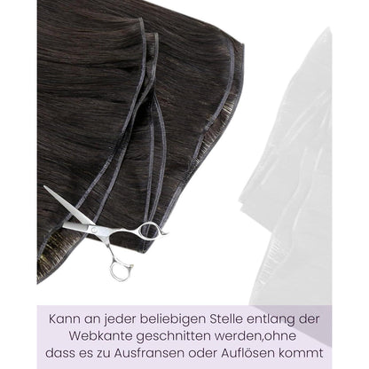 Dunkelbraune Echthaar Tressen – 45cm, 50g, zum Einnähen