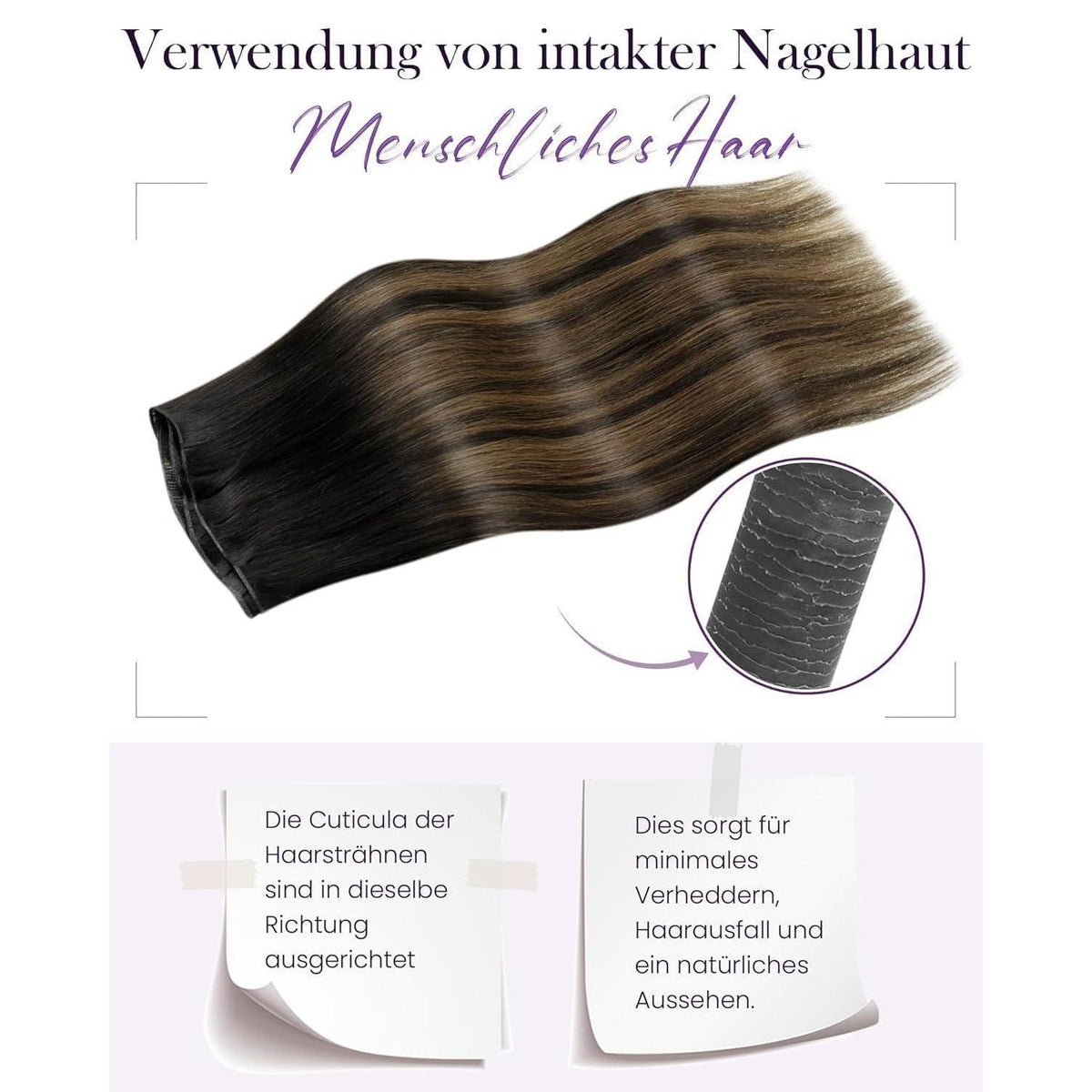 Echthaar Tressen Ombre Braun #2/8/2 – 55cm
