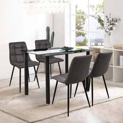 Esszimmerstühle Set Grau, Metall 4er Set in Lederoptik