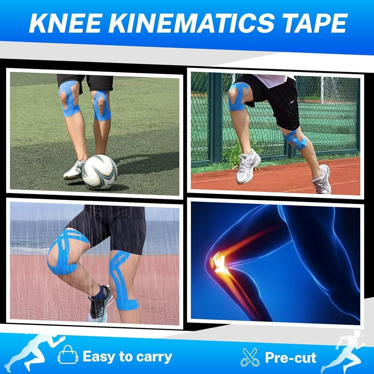10x Kinesiotape Knie vorgeschnitten – Sporttape für Knieschmerzen