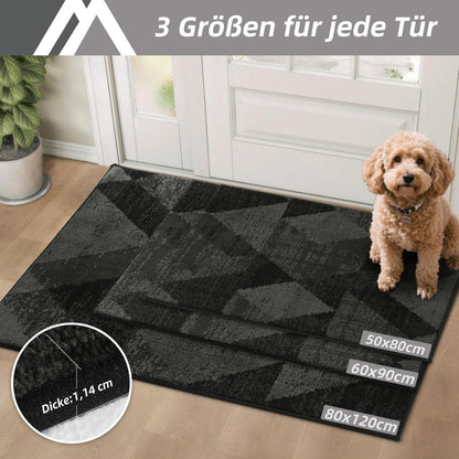 Fußmatte Karomuster Dunkelgrau 60x90 cm – Rutschfest & Saugfähig