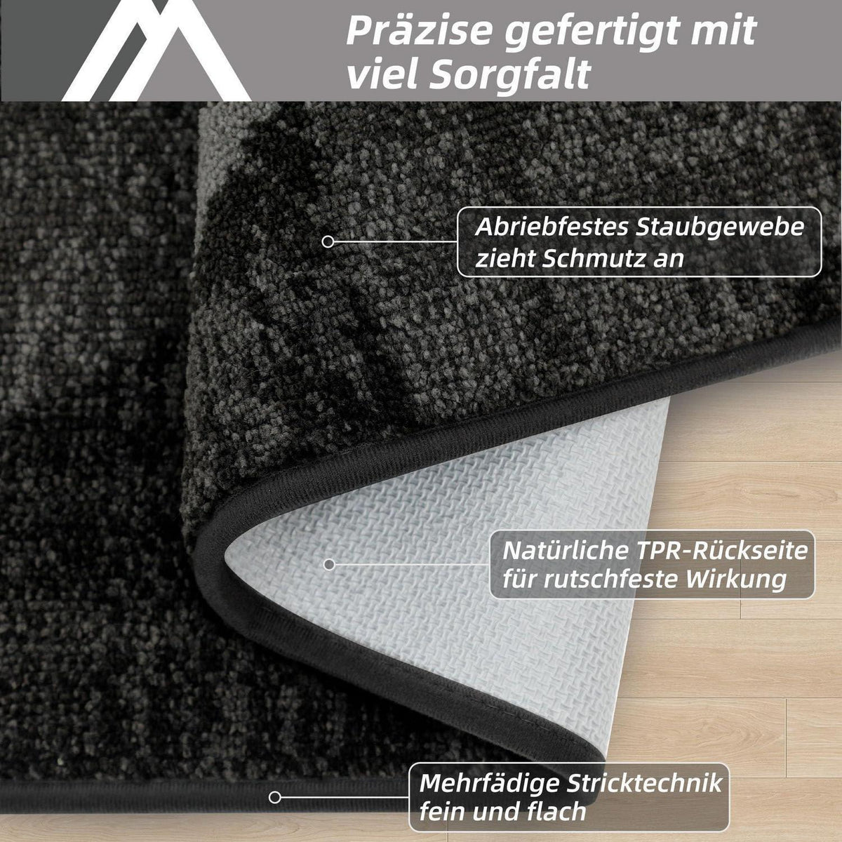 Fußmatte Karomuster Dunkelgrau 60x90 cm – Rutschfest & Saugfähig