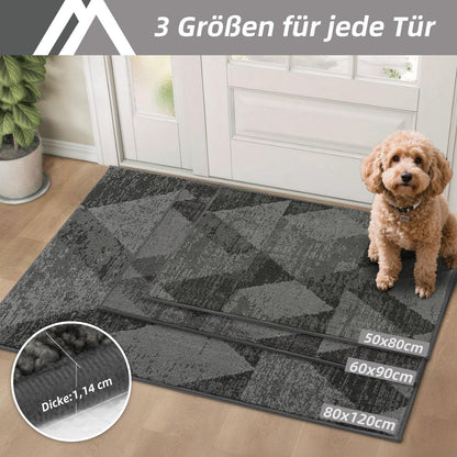 Fußmatte Karomuster Grau 50x80 cm – Rutschfest & Saugfähig