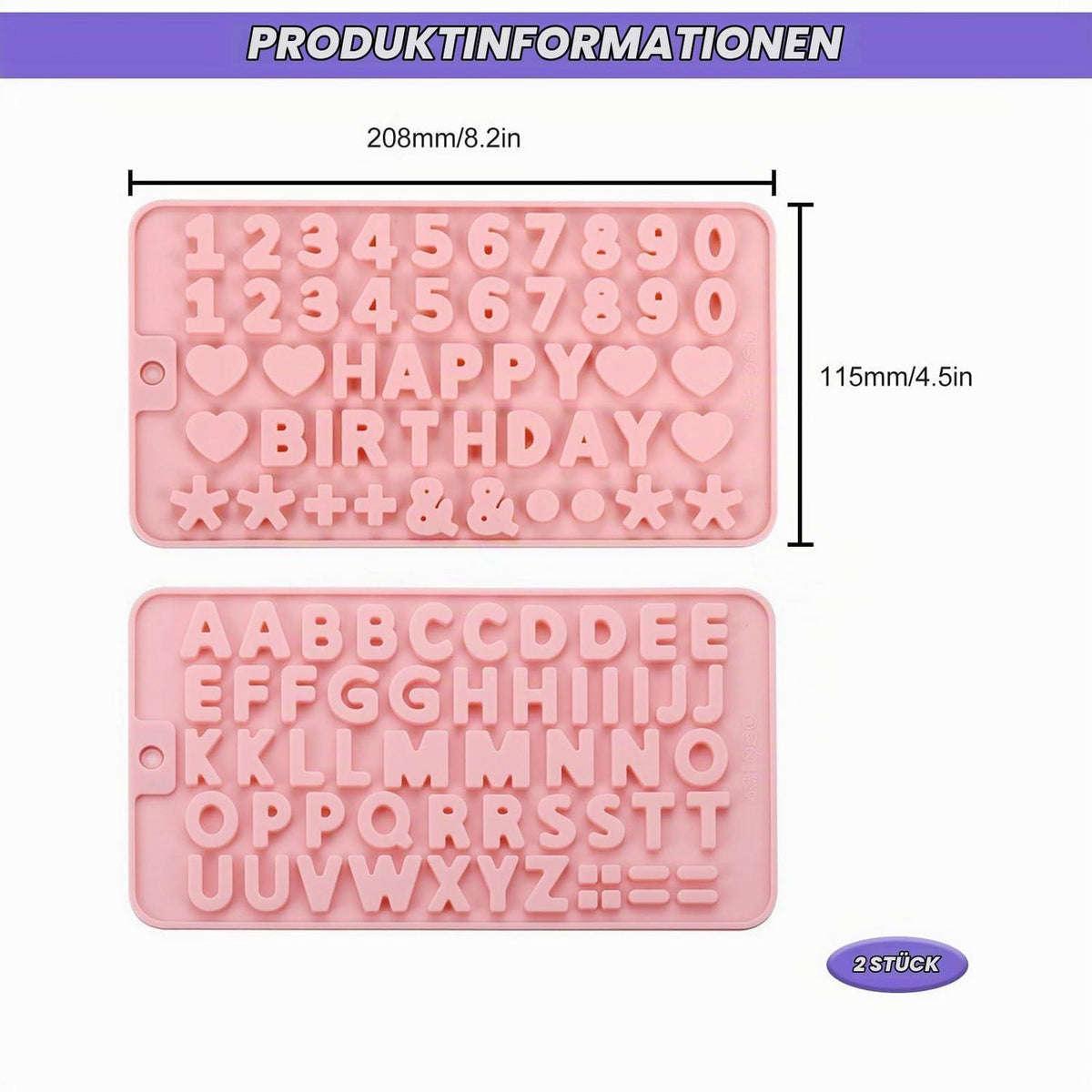 Silikonform Buchstaben Zahlen Set für Kuchen & Schokolade
