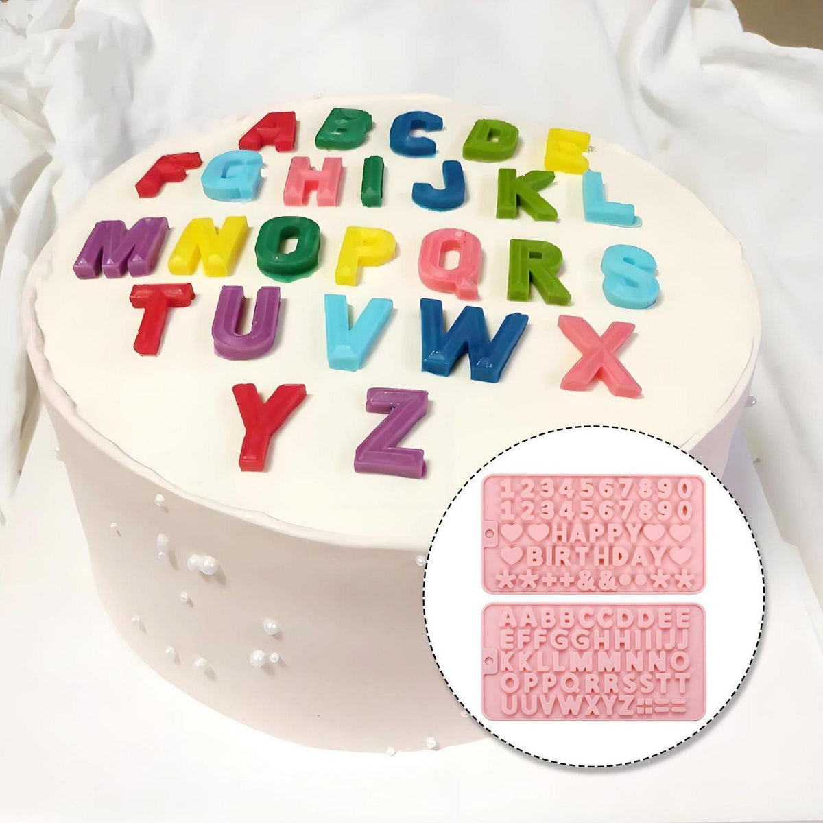 Silikonform Buchstaben Zahlen Set für Kuchen & Schokolade