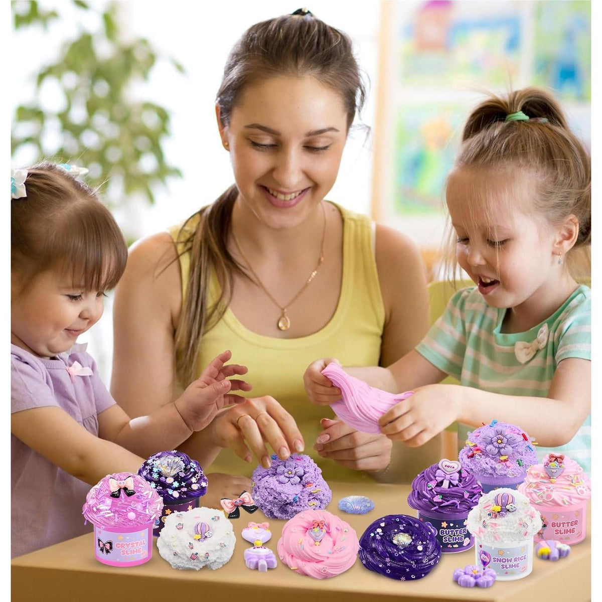 6x Lila Farbverlauf Slime Set – Schneereis, Butter, Crystal
