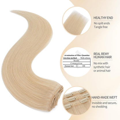 Echthaar Clip-in Extensions Platinblond 45cm