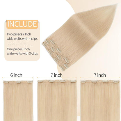 Echthaar Clip-in Extensions Platinblond 45cm