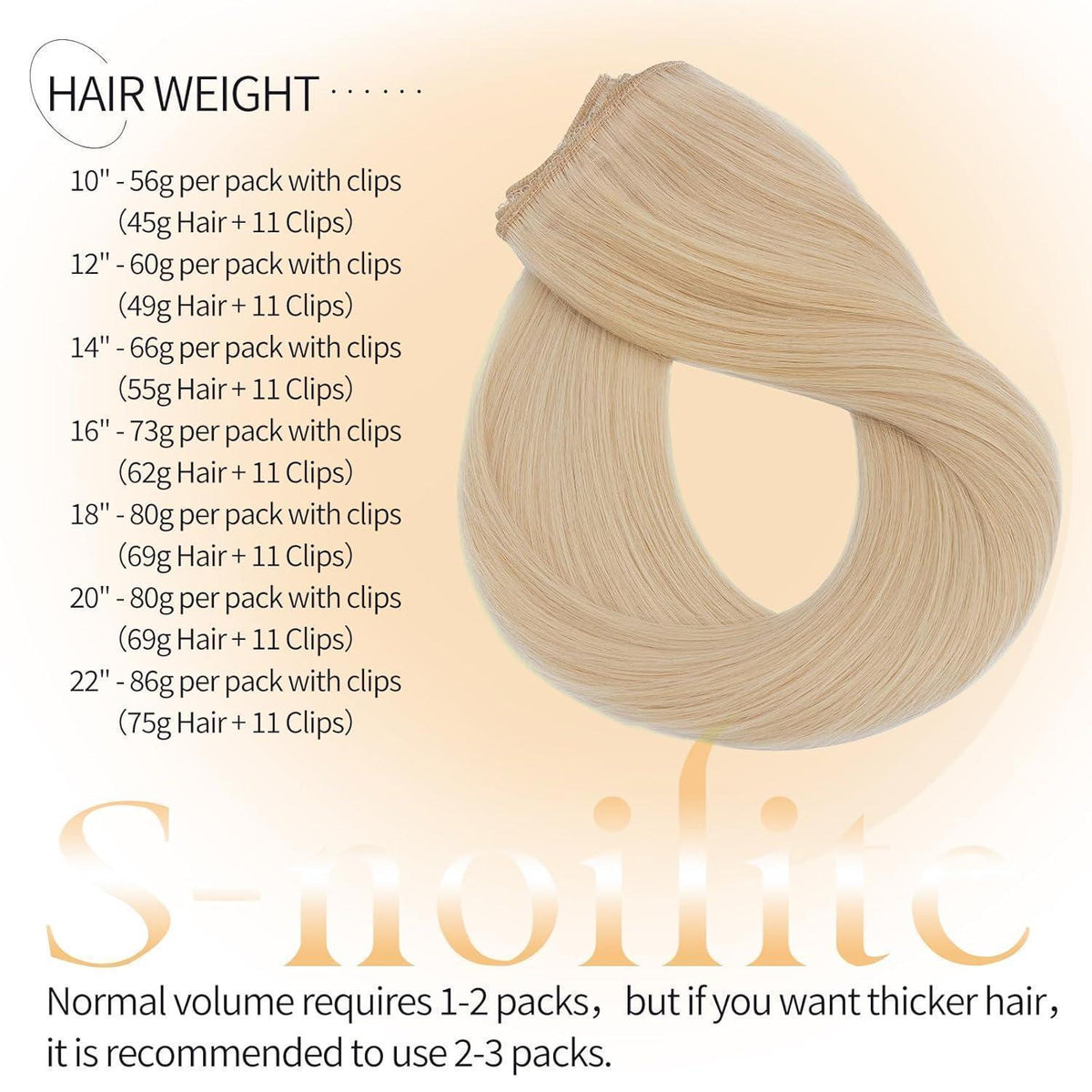 Echthaar Clip-in Extensions Platinblond 45cm