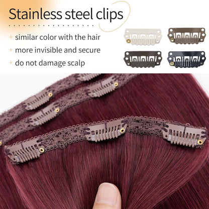 Echthaar Clip-in Extensions Weinrot 45cm – 80g