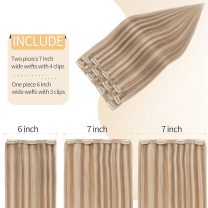 Clip-in Haarverlängerung Echthaar Blondbraun 50cm