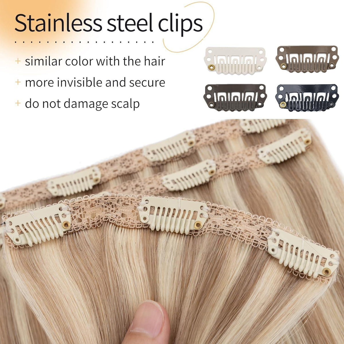 Clip-in Haarverlängerung Echthaar Blondbraun 50cm