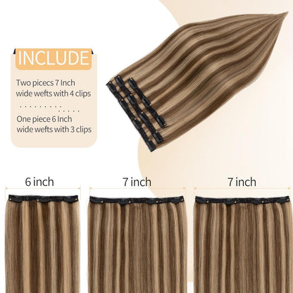 Clip-in Haarverlängerung Echthaar Schoko Braun/Dunkelblond 45cm