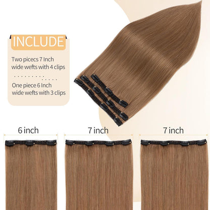 Echthaar Clip-in Extensions Hellbraun 45cm – 80g