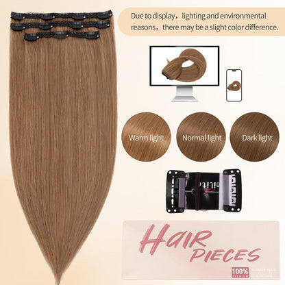 Echthaar Clip-in Extensions Hellbraun 45cm – 80g