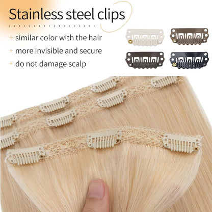 Echthaar Clip-in Extensions Platinblond 50cm