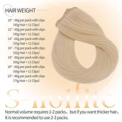 Echthaar Clip-in Extensions Platinblond 50cm