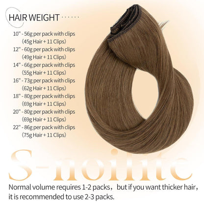 Echthaar Clip-in Extensions Schokoladenbraun 50cm