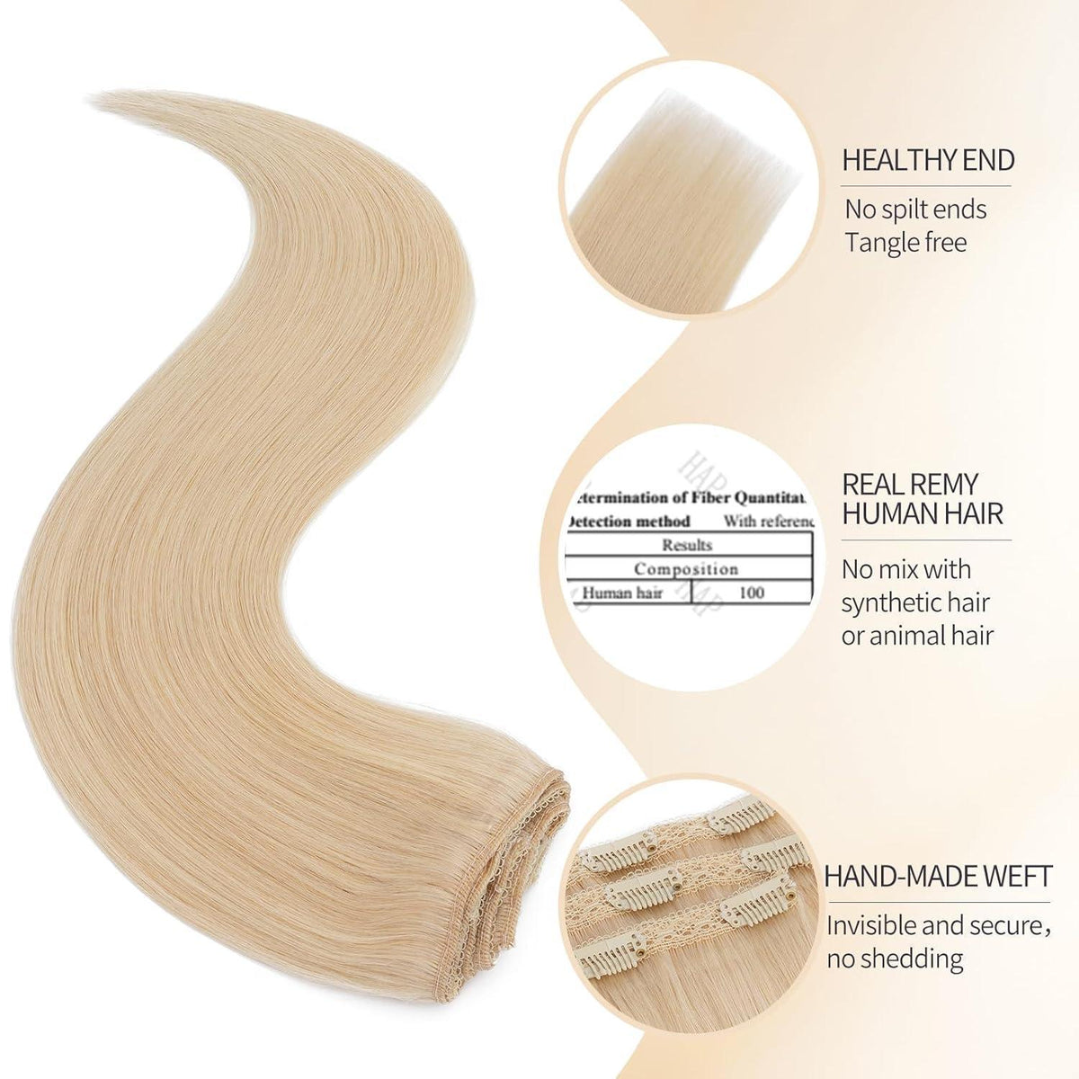 Echthaar Clip-in Extensions Platinblond 55cm