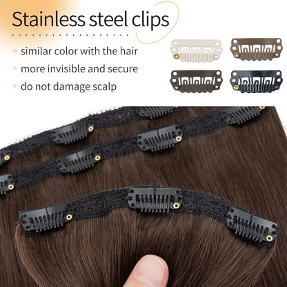 Echthaar Clip-in Extensions Dunkelbraun 55cm
