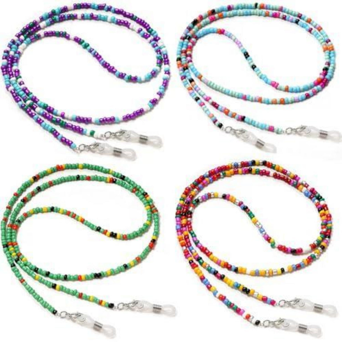 4er-Set Brillenketten Damen – Bunte Acrylperlen & Anti-Rutsch
