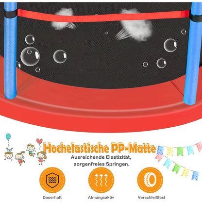 GYMAX Kindertrampolin 165cm mit Sicherheitsnetz & Randabdeckung