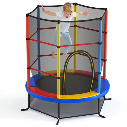 GYMAX Kindertrampolin 165cm mit Sicherheitsnetz & Randabdeckung
