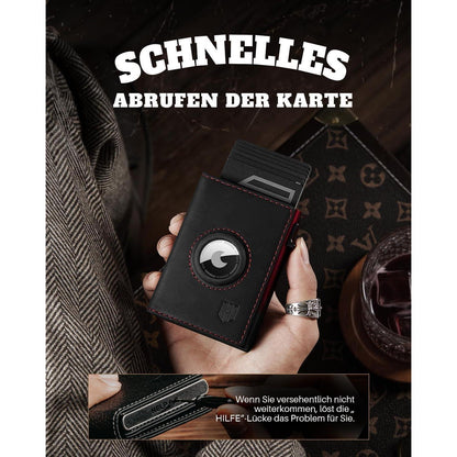 Herren Geldbörse mit AirTag Fach & RFID Schutz SchwarzRot